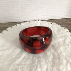 Vtg Asymmetrical Sparkly Lucite Domed Bangle